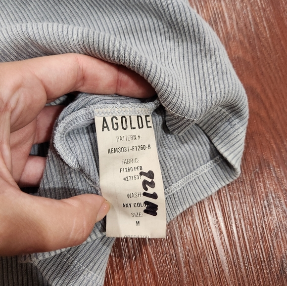 Agolde Men's Basic Gray Ribbed Tank Top - Picture 6 of 6